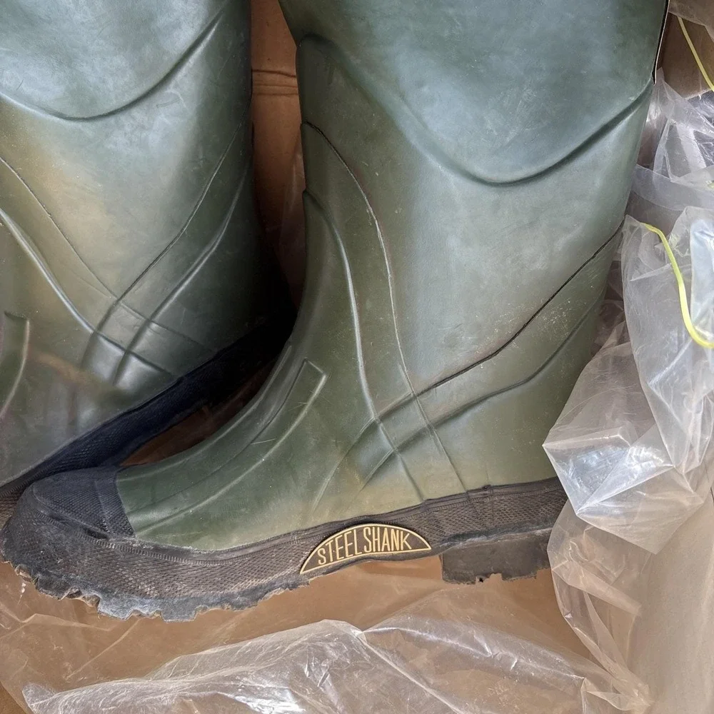 American Camper Vulcanized Fully Lined GreenRubber Hip Waders Mens 5 Steel Shank